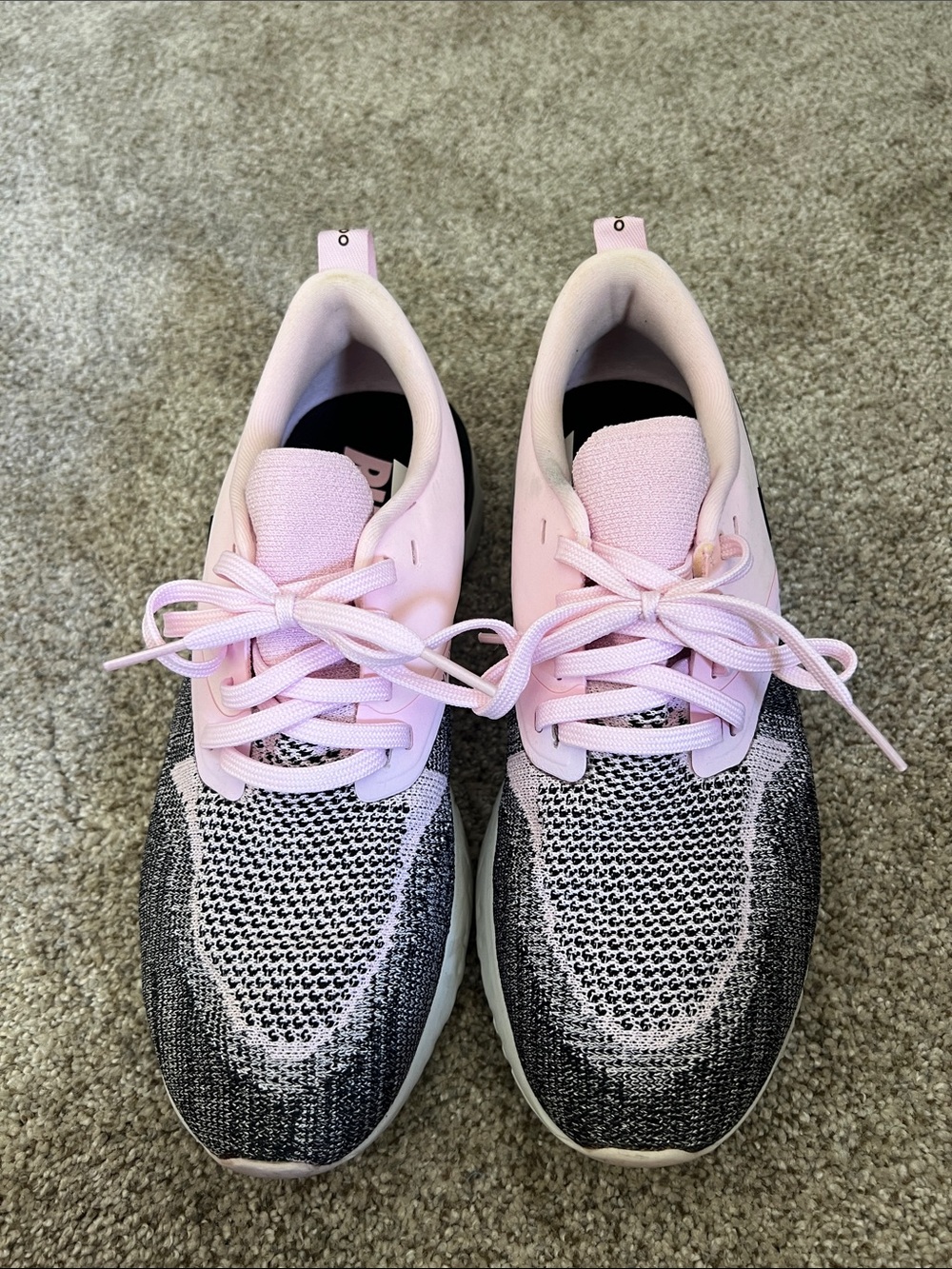 Nike Women's Pink and Black Knit Running Shoes
